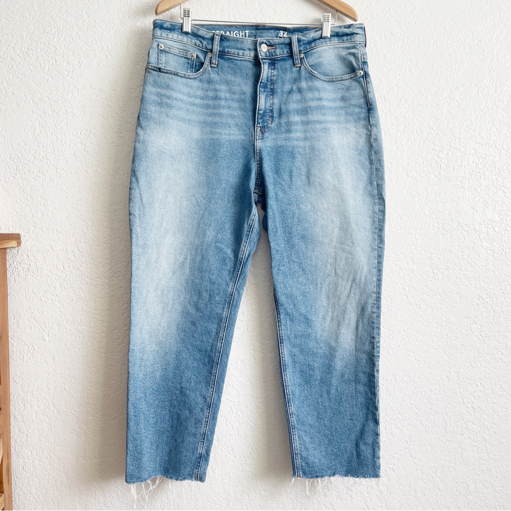 J. Crew 11” High Rise 90’s Classic Straight Leg Raw Hem Jeans 32” Bf691 Su22